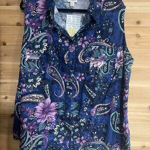 Blue And Purple Paisley Button Up